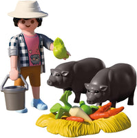 Farmer with Pot Bellied Pig
