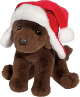 Chocolate Lab w/ Santa Bomber Hat