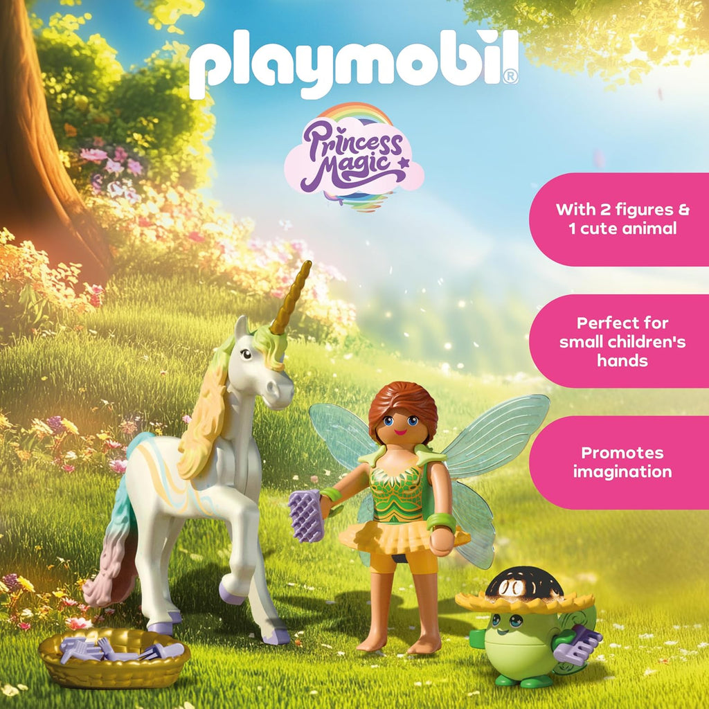 Collectible Unicorn: Rainbow Flower with Fairy | Noggin Factory Toy Shop