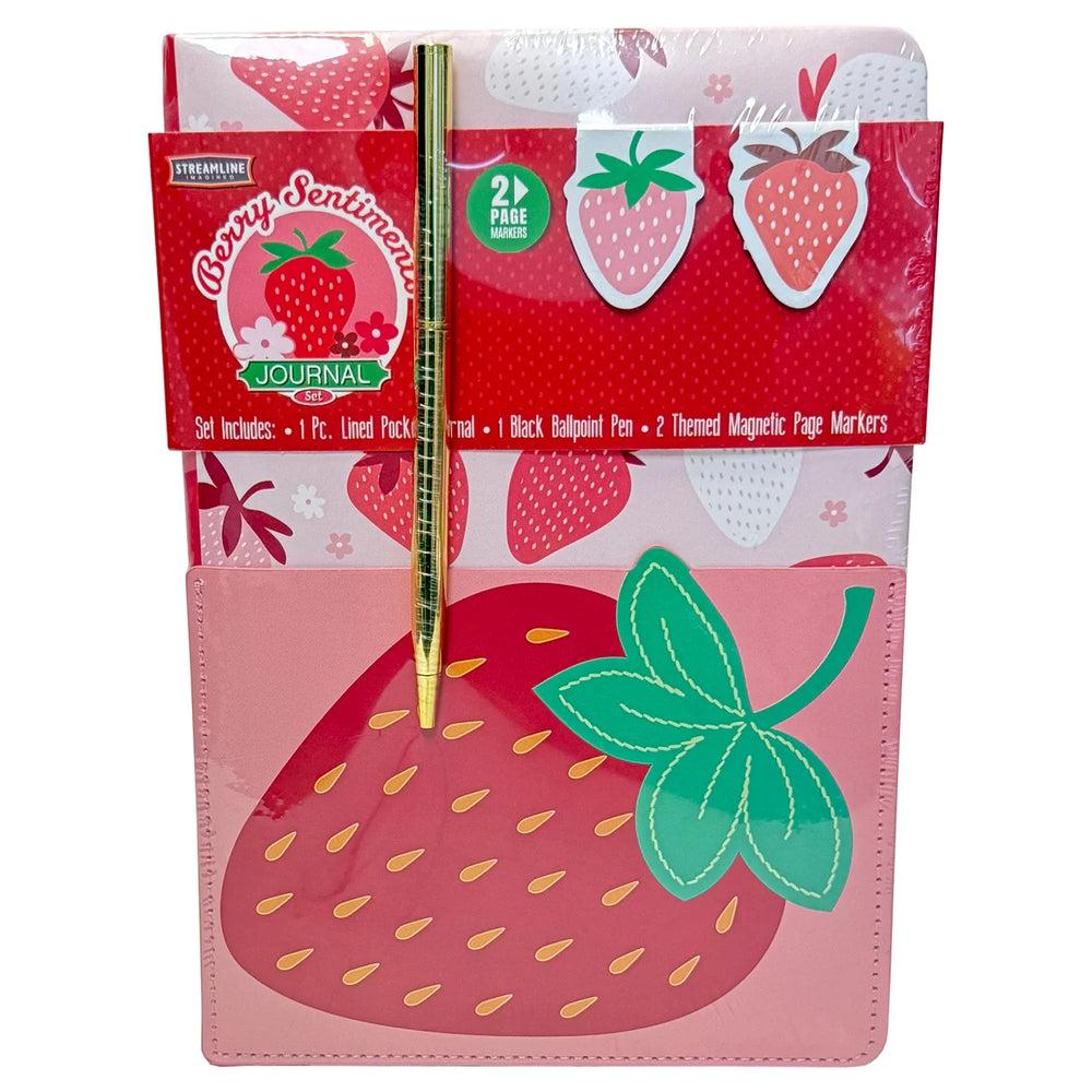 Strawberry Pocket Journal With Pen