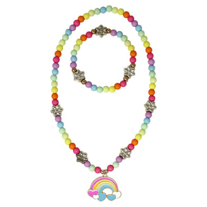 Daisy Rainbow Necklace and Bracelet Set