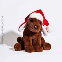 Chocolate Lab w/ Santa Bomber Hat
