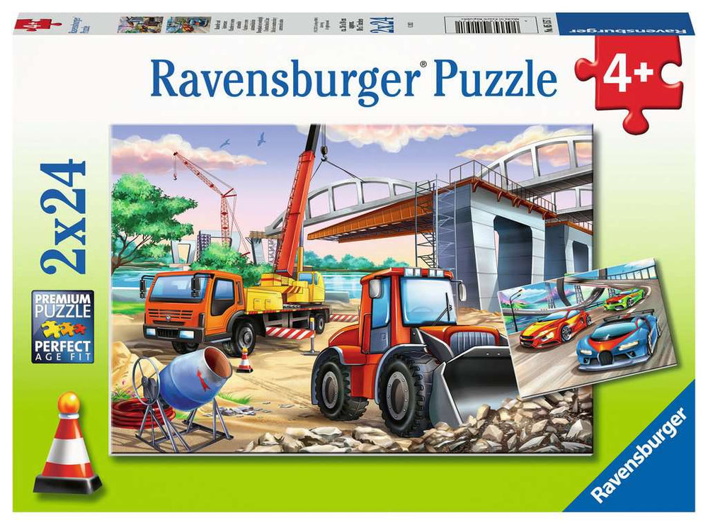 Construction & Cars 2 x 24 Piece Puzzles
