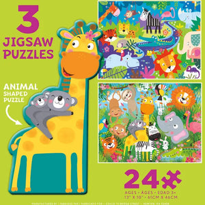 Jungle Animals 3-in-1 24 Piece Puzzle