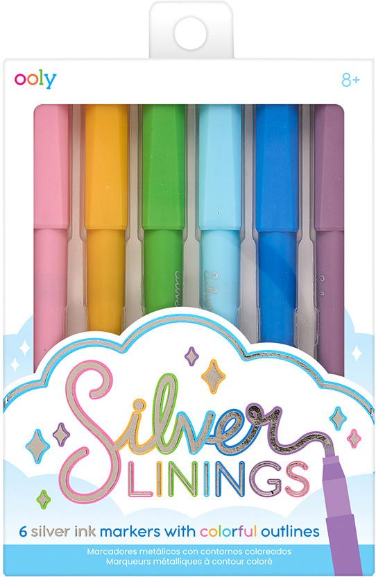 Silver Lining Colorful Outlines Markers - Set of 6