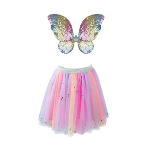 Rainbow Sequins Skirt, Wings and Wand 4-6